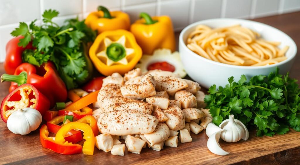 Chicken Fajita Pasta Ingredient Preparation Chicken Fajita Pasta Ingredient Preparation