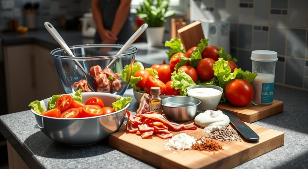 Kitchen Tools for Cold BLT Dip Preparation Kitchen Tools for Cold BLT Dip Preparation