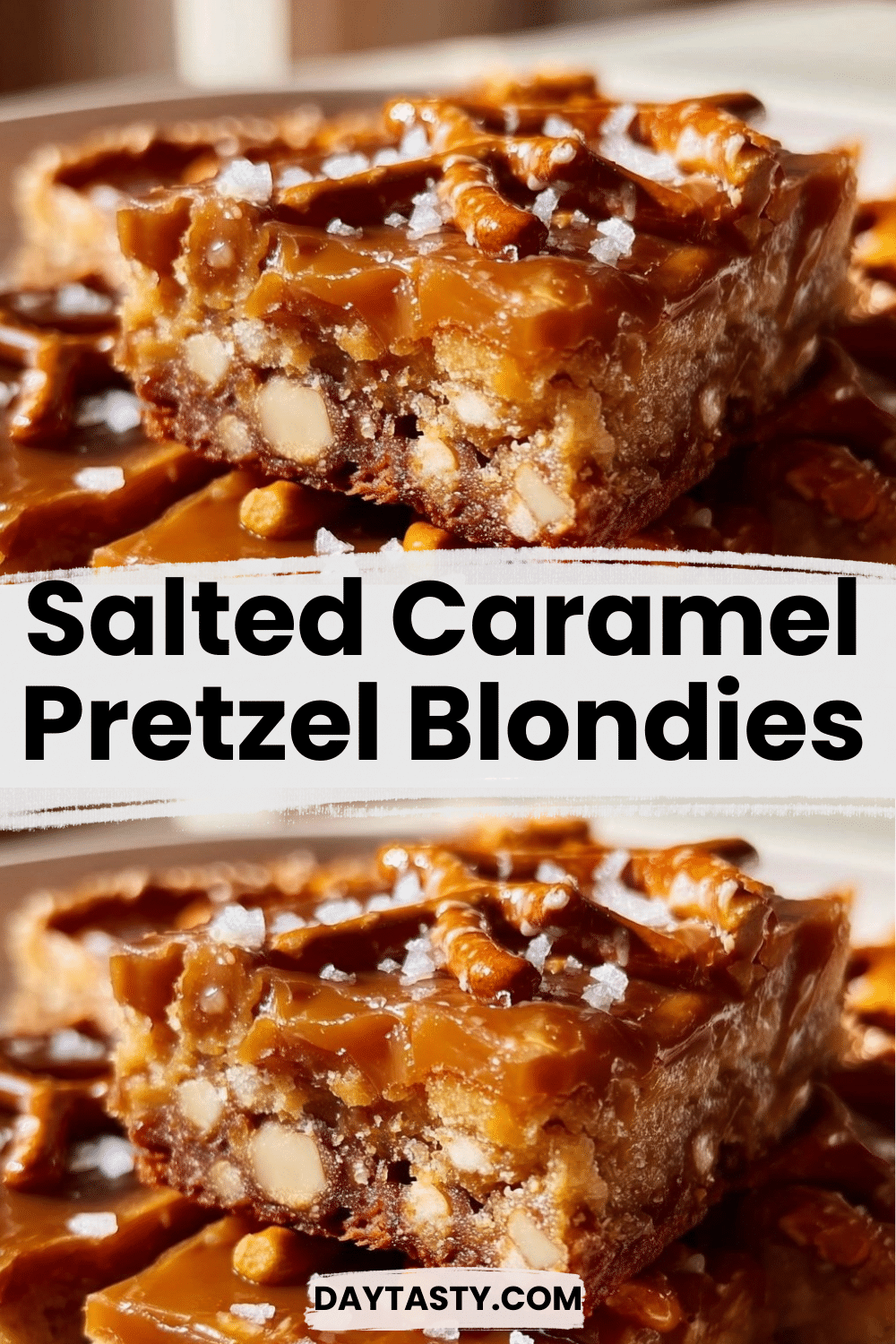 Salted Caramel Pretzel Blondies

