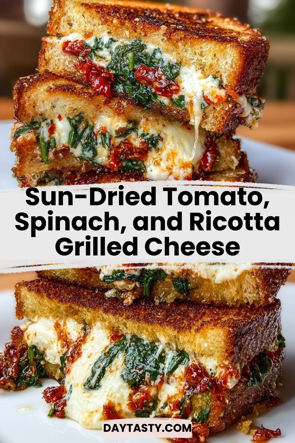 Sun-Dried Tomato, Spinach, and Ricotta Grilled Cheese

