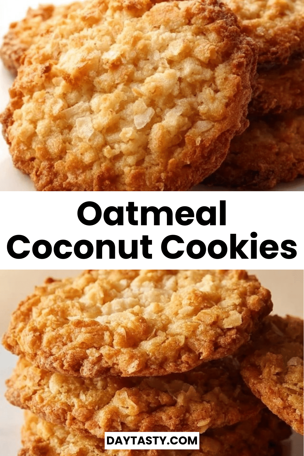 Homemade Oatmeal Coconut Cookies on a rustic wooden table