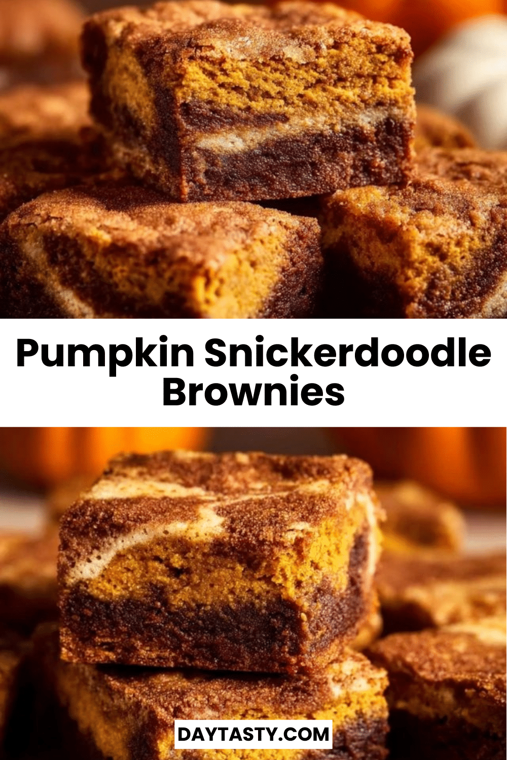 Delicious Pumpkin Snickerdoodle Brownies with cinnamon sugar topping