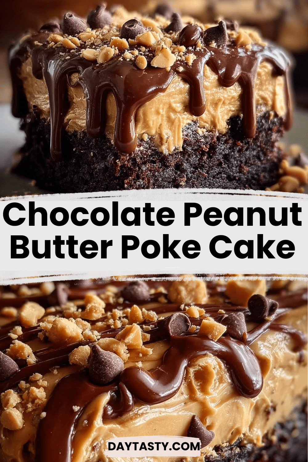 Chocolate Peanut Butter Poke Cake

