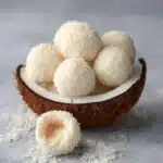 Healthy no bake coconut balls made with three simple ingredients.