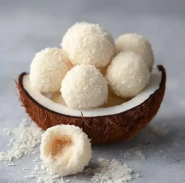 Healthy no bake coconut balls made with three simple ingredients.