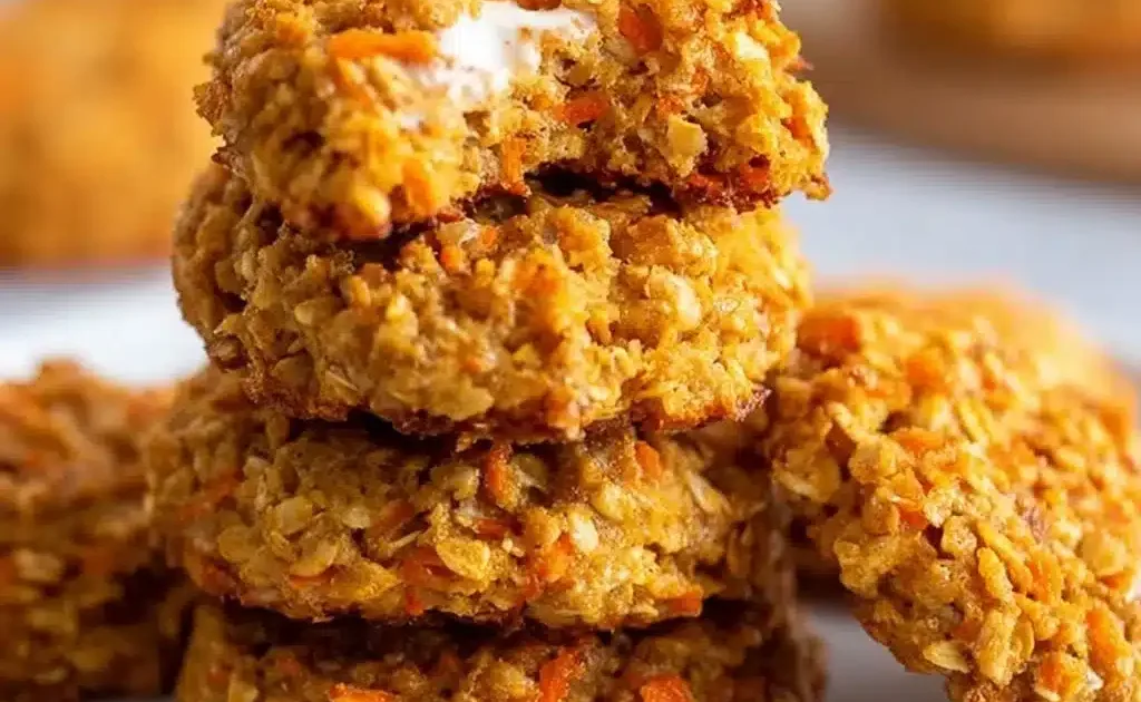 4 ingredient healthy carrot cake cookies on a plate
