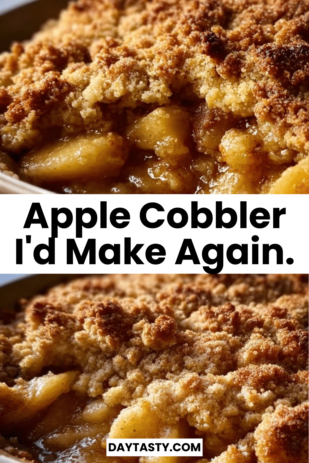 Delicious apple cobbler served in a baking dish with crispy topping