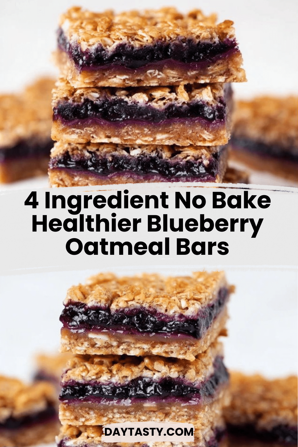 4 Ingredient No Bake Healthier Blueberry Oatmeal Bars