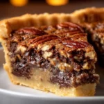 Decadent Brownie Pecan Pie with chocolate and pecans