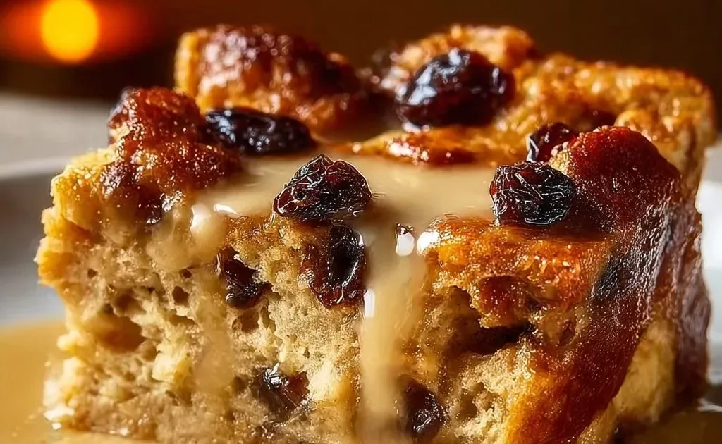 Delicious Classic New Orleans Bread Pudding served with sauce