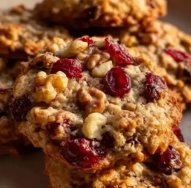 Cranberry walnut oatmeal cookies fresh from the oven