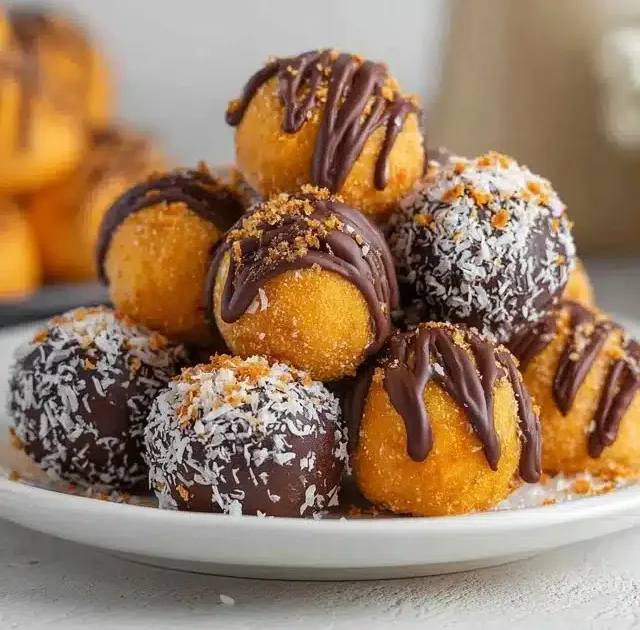 Decadent dark chocolate pumpkin spice truffles on a wooden table.