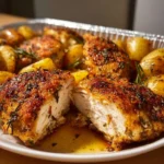 A delicious Easy Italian Chicken Bake with fresh herbs and cheese