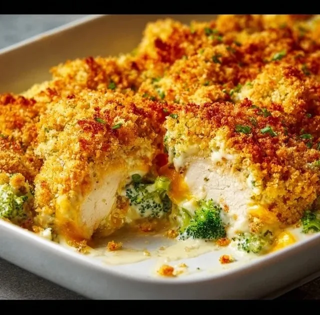 Delicious fast Chicken Divan with Mayo in a baking dish