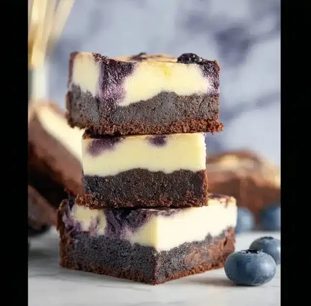 Fudgy cheesecake brownies with swirls of cream cheese on top