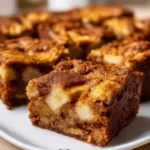 Healthy Greek yogurt blondies with peanut butter and apple cinnamon flavors.