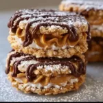 No-Bake Peanut Butter Oatmeal Sandwich Cookies on a plate, ready to enjoy.