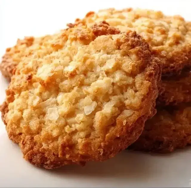 Homemade Oatmeal Coconut Cookies on a rustic wooden table