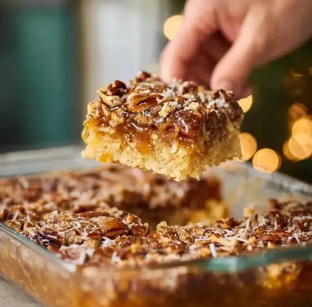 Delicious slice of old-fashioned Cajun cake topped with cream and colorful sprinkles