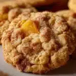 Freshly baked Peach Cobbler Cookies on a cooling rack