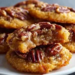 Delicious homemade pecan pie cookies topped with pecans and caramel