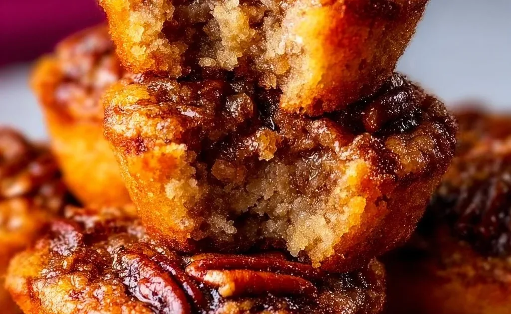 Delicious pecan pie muffins with a golden crust and nutty filling