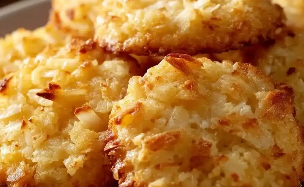 Freshly baked pineapple cookies on a plate with pineapple slices