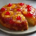 Delicious Pineapple Upside-Down Pound Cake with golden caramelized pineapple topping