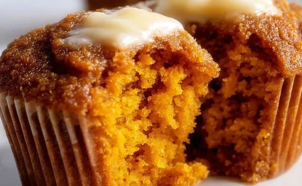 Delicious pumpkin cupcakes topped with cream cheese frosting