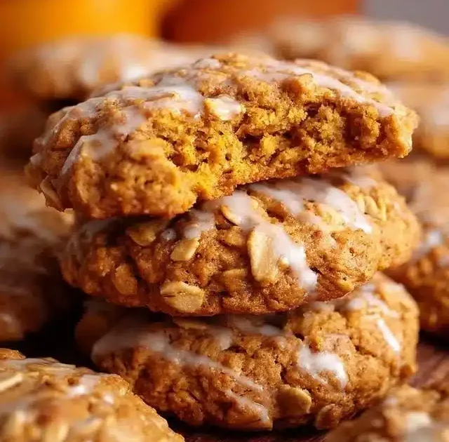 Pumpkin Oatmeal Cookies fresh out of the oven with spices and oats