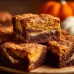 Delicious Pumpkin Snickerdoodle Brownies with cinnamon sugar topping