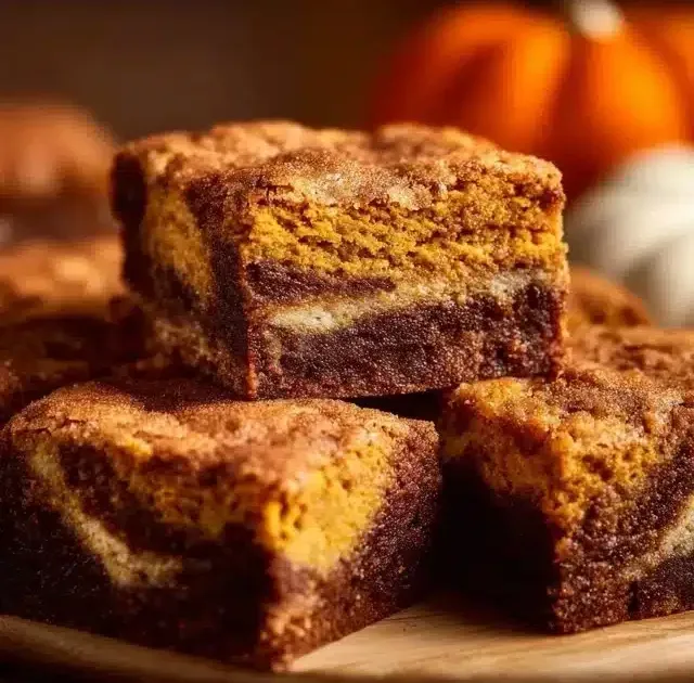 Delicious Pumpkin Snickerdoodle Brownies with cinnamon sugar topping