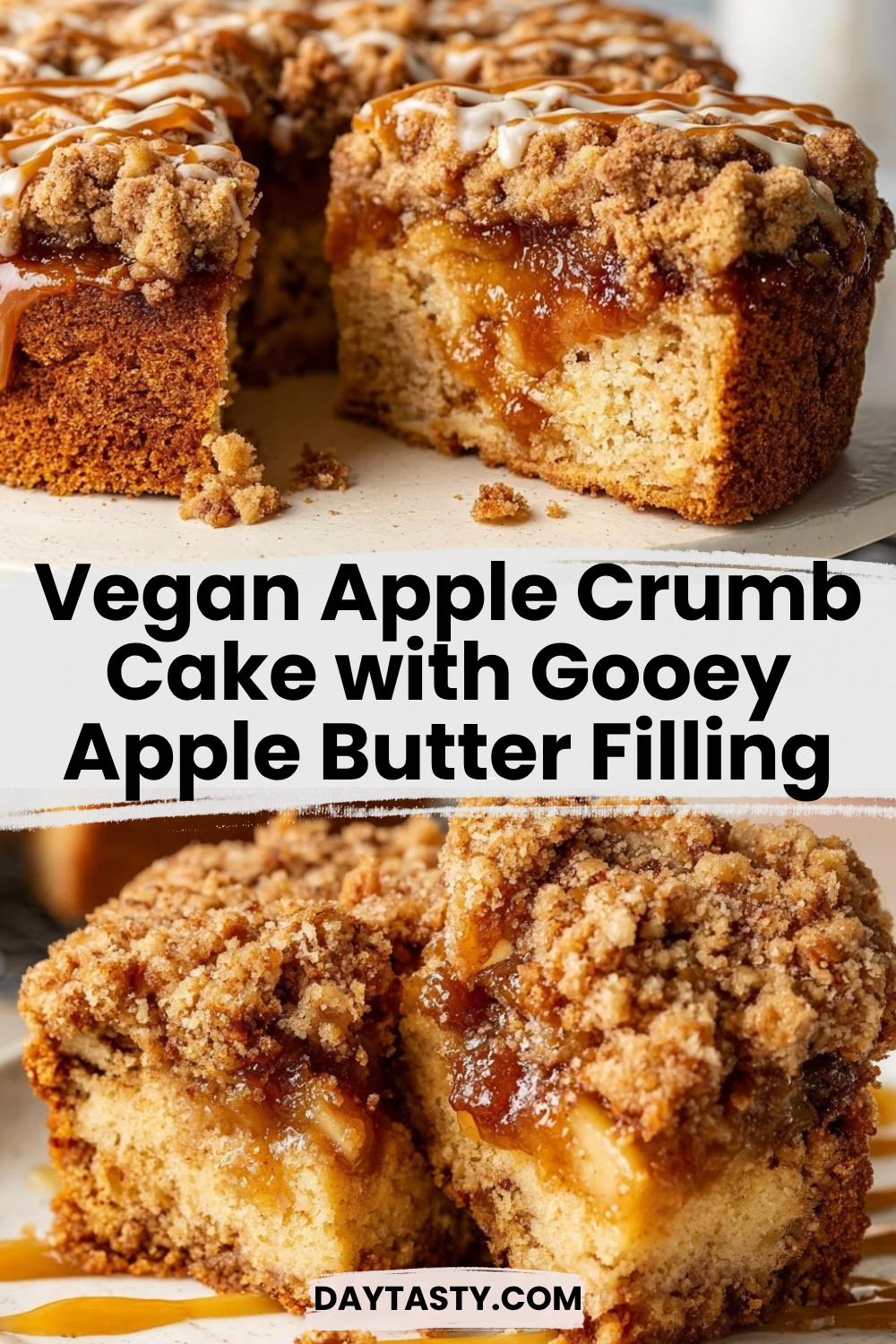 Vegan Apple Crumb Cake with Gooey Apple Butter Filling


