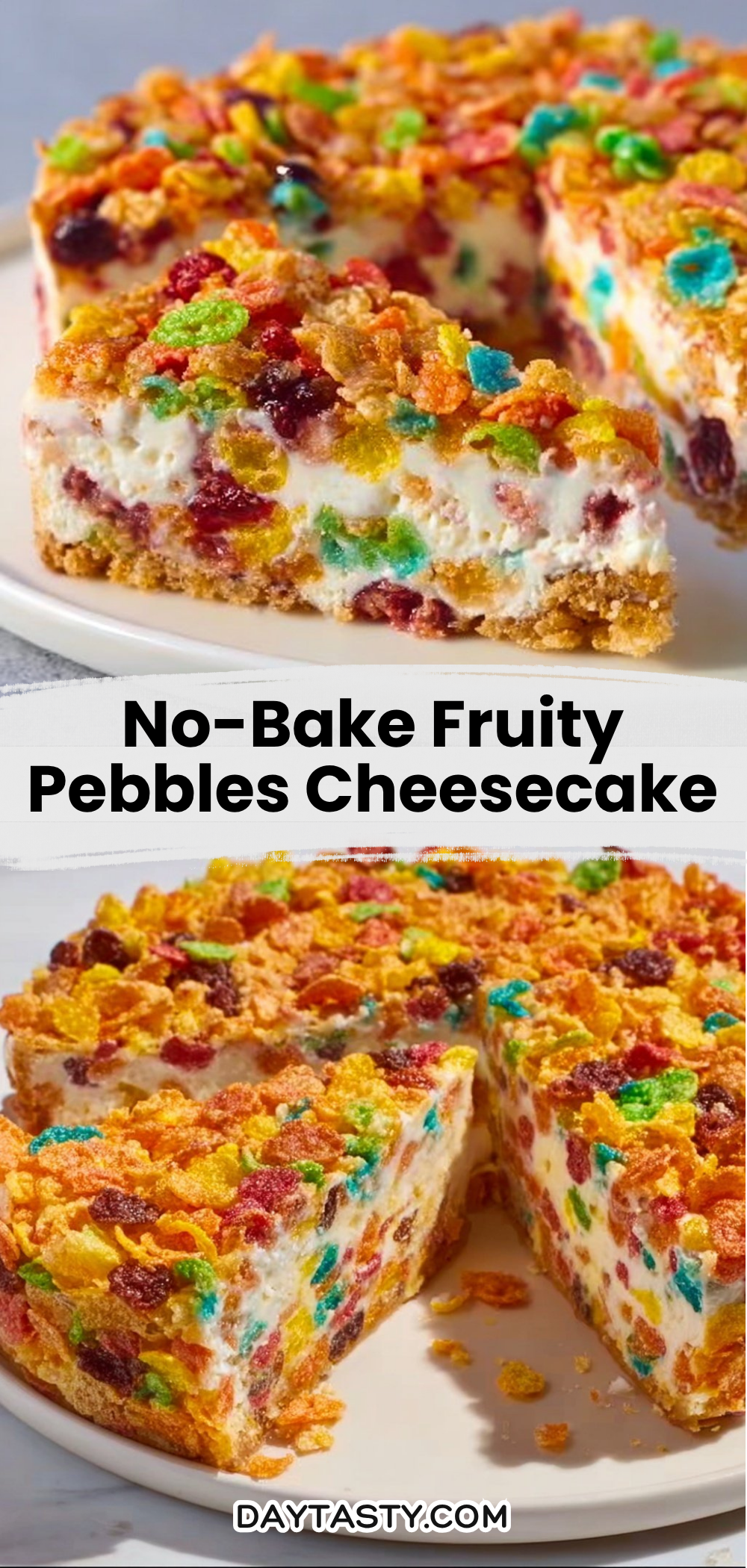 No-Bake Fruity Pebbles Cheesecake

