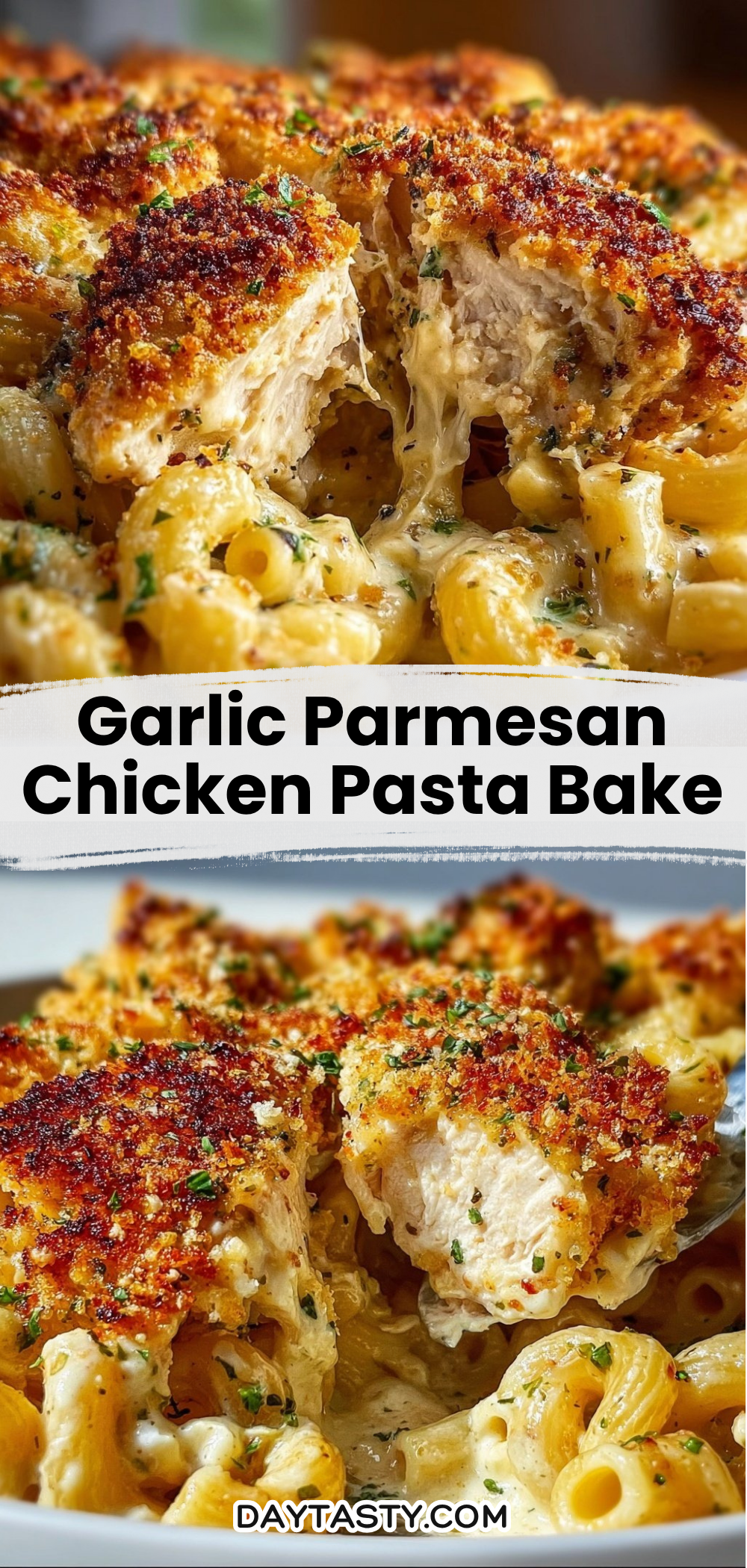 Garlic Parmesan Chicken Pasta Bake

