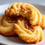 Freshly baked 3-ingredient butter cookies on a cooling rack.