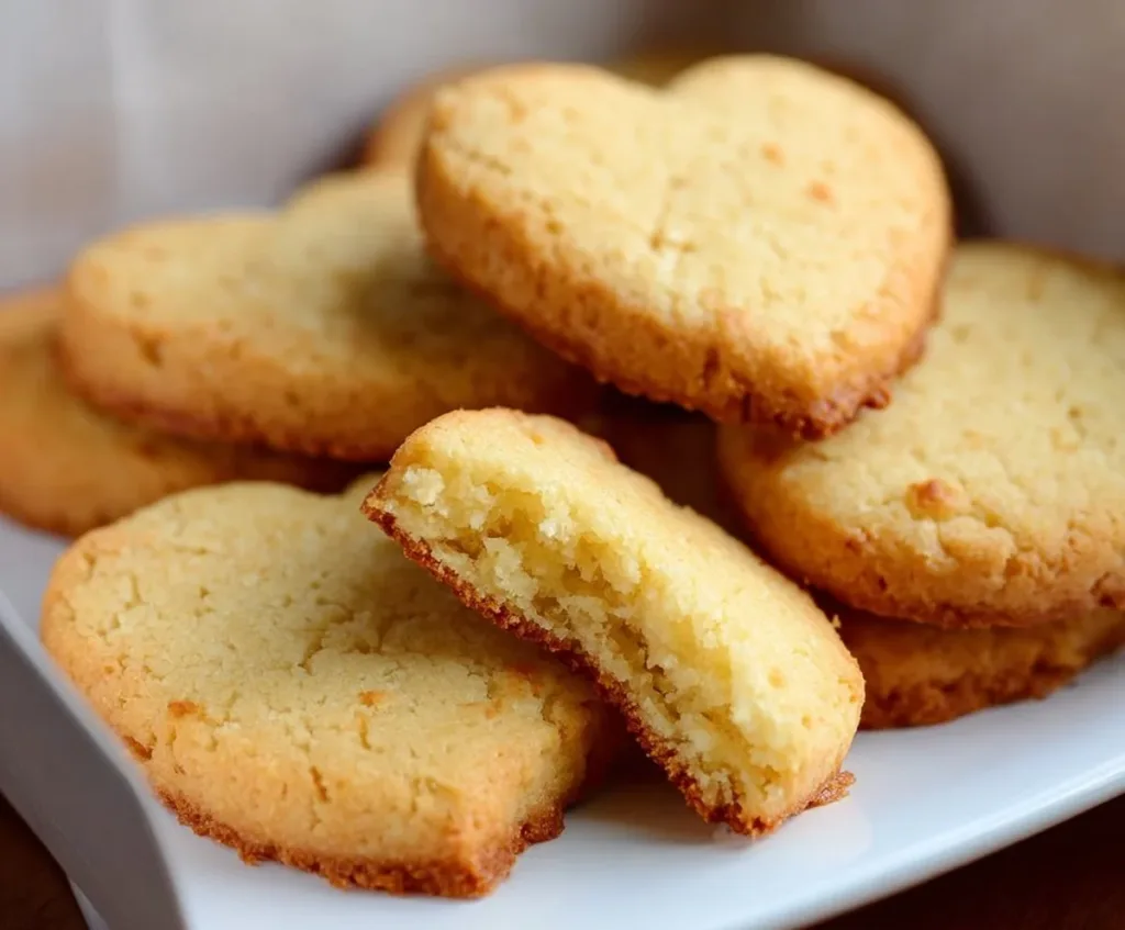 Three delicious 3-ingredient butter cookies on a plate
