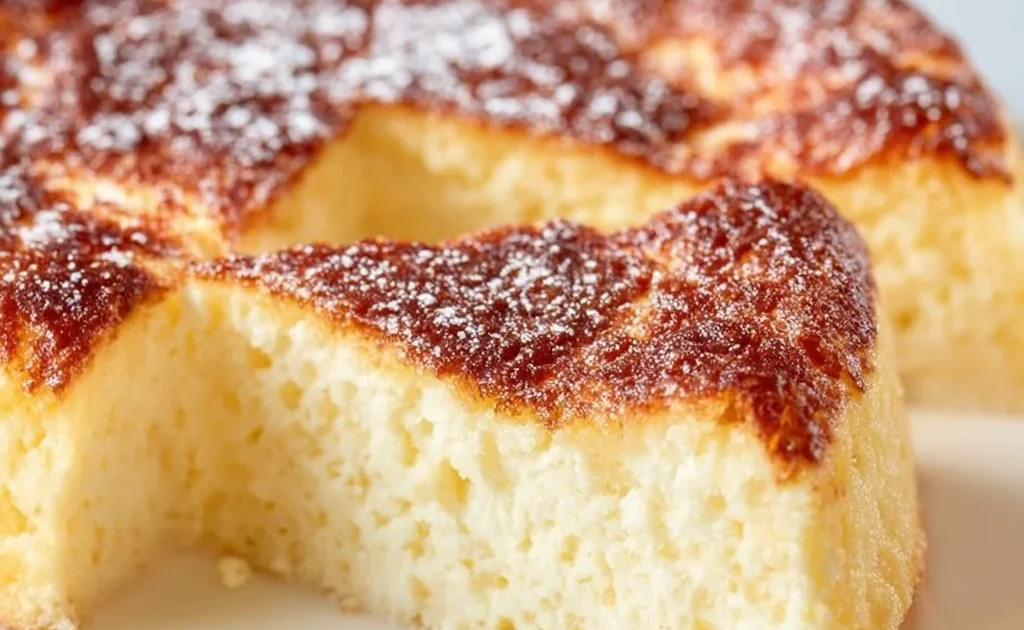Fluffy 3 ingredient cottage cheese cake without flour or butter