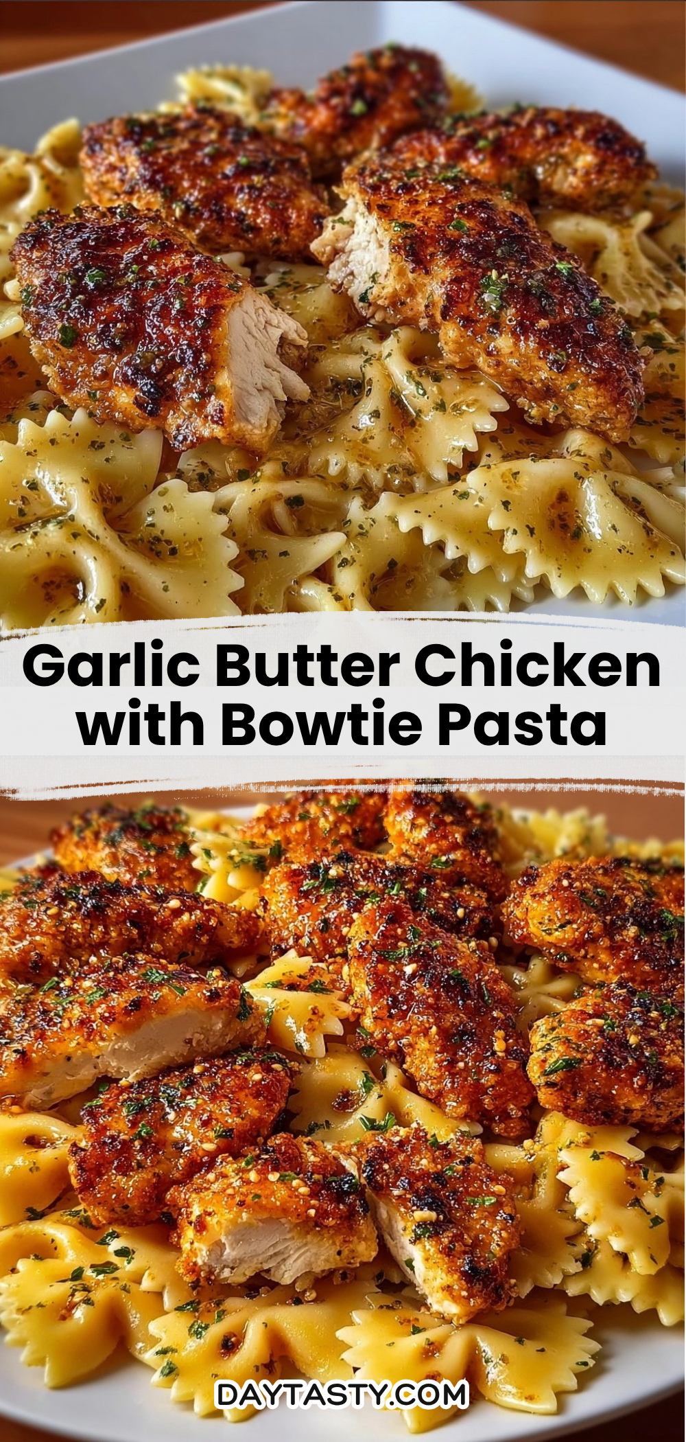 Garlic Butter Chicken with Bowtie Pasta

