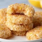 Four ingredient healthier no bake lemon cookies on a plate