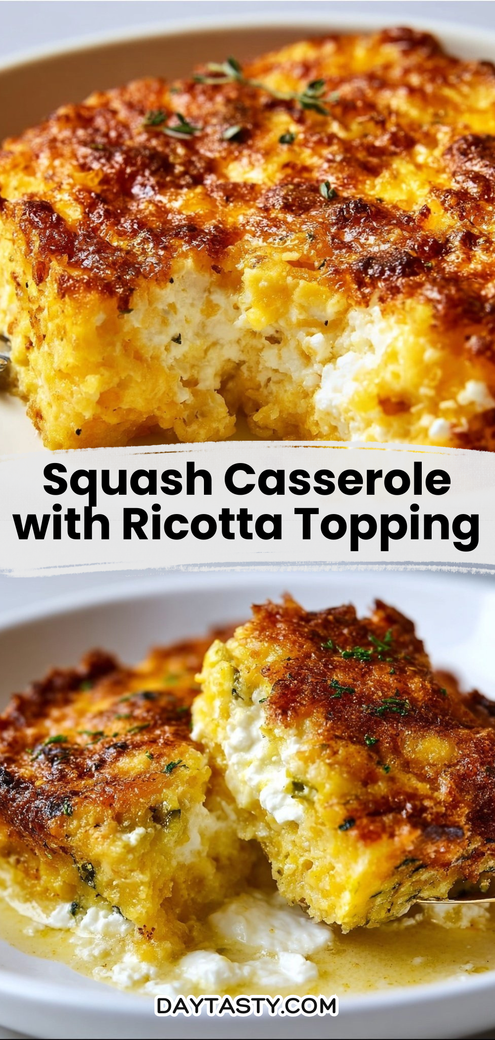 Squash Casserole with Ricotta Topping

