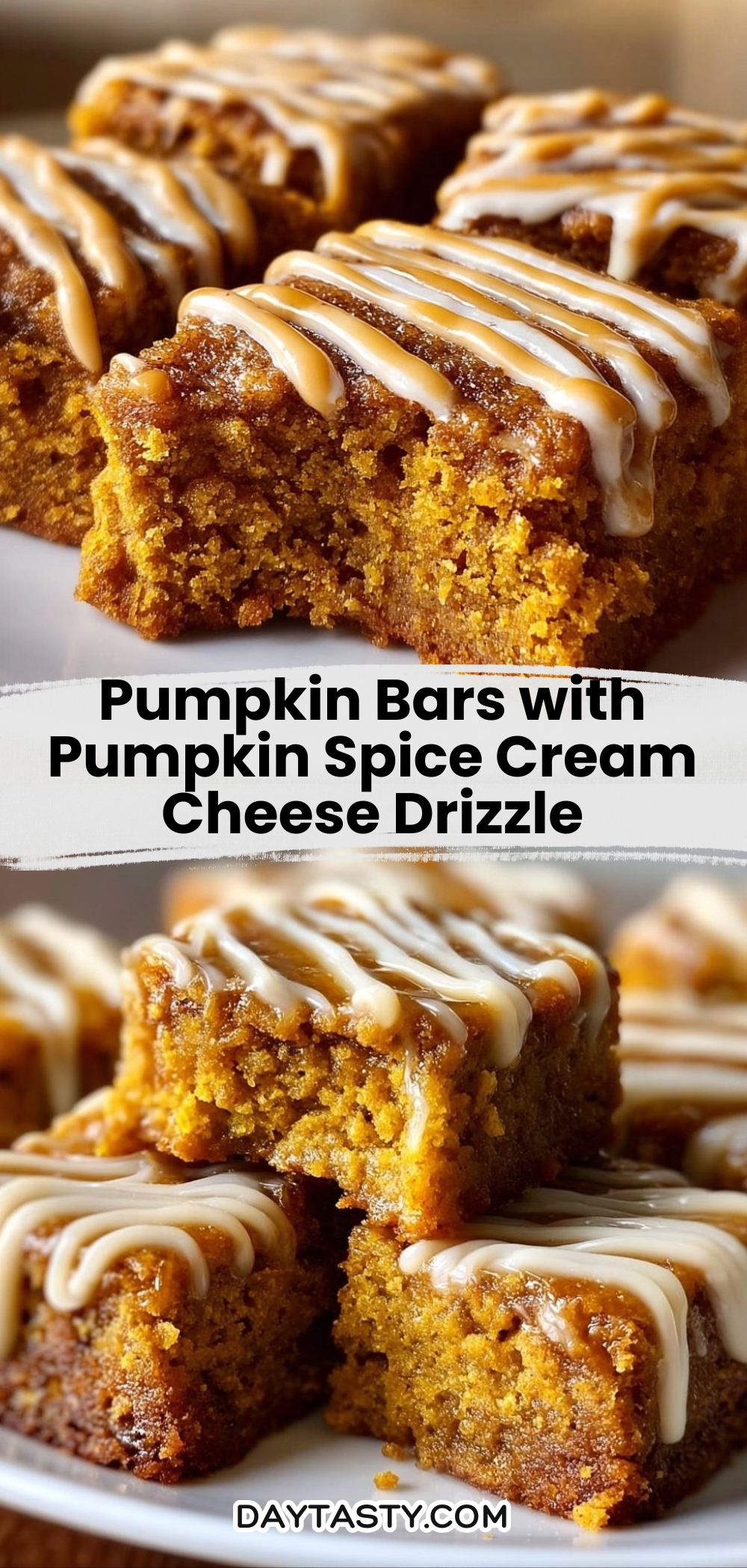 Pumpkin Bars with Pumpkin Spice Cream Cheese Drizzle

