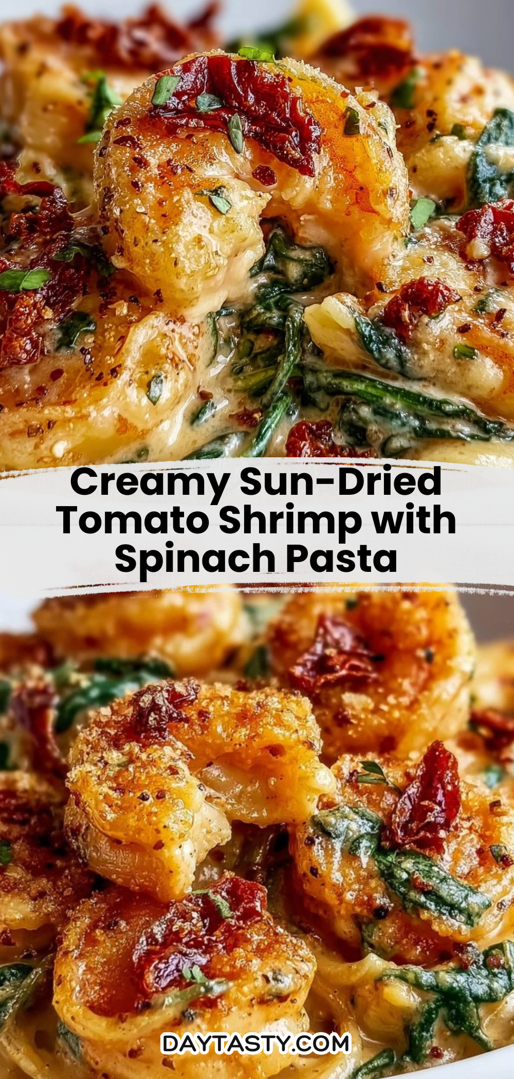 Creamy Sun-Dried Tomato Shrimp with Spinach Pasta

