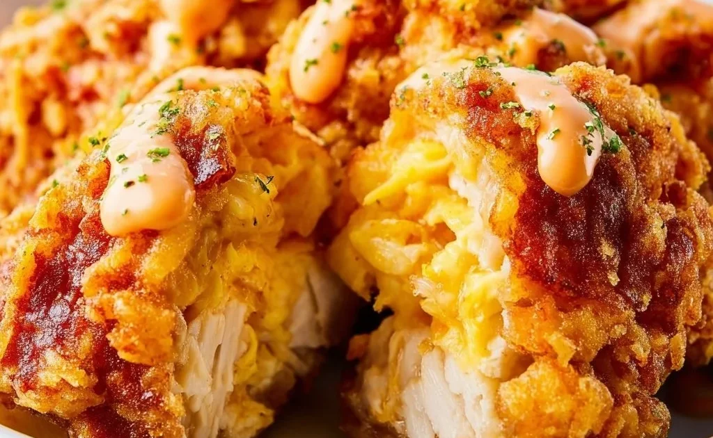 Bang Bang Crispy Baked Chicken served on a plate