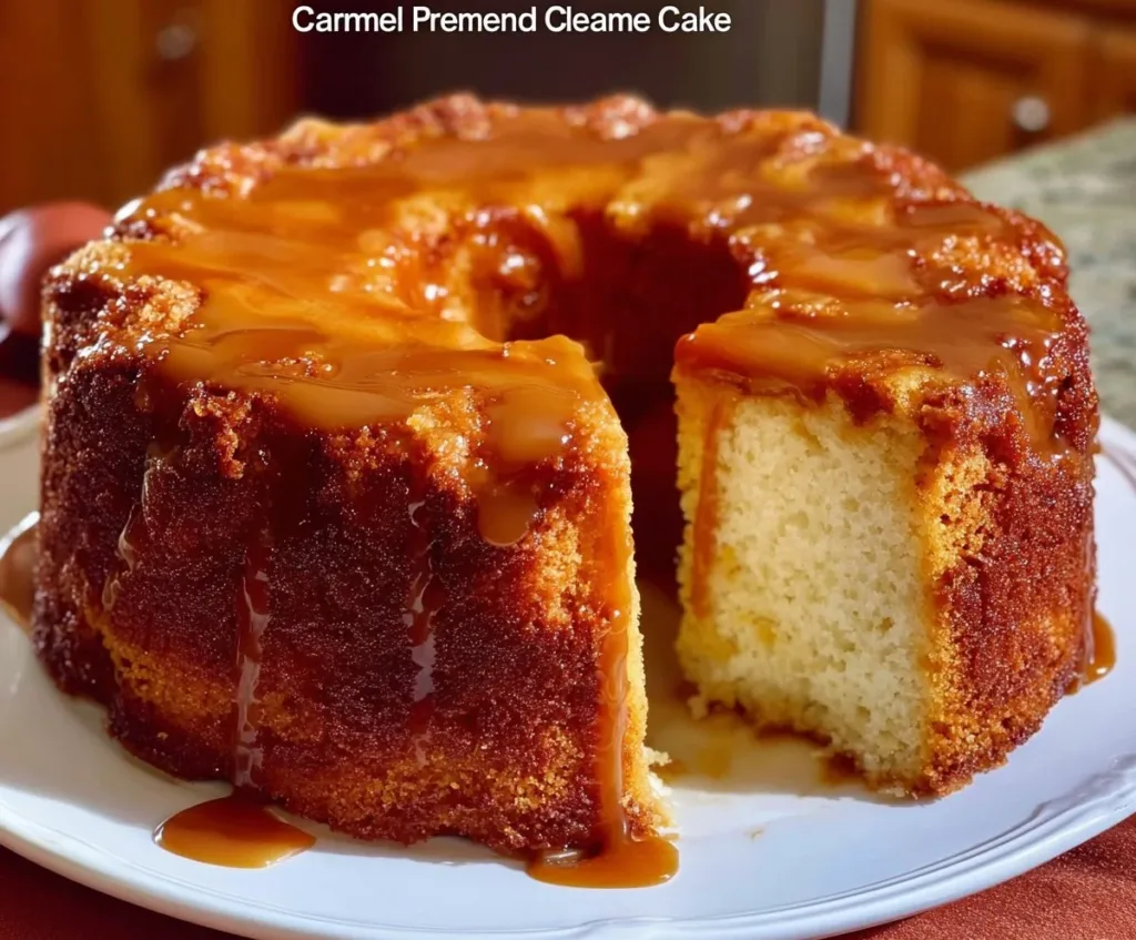 Delicious Caramel Cream Cheese Pound Cake served on a plate