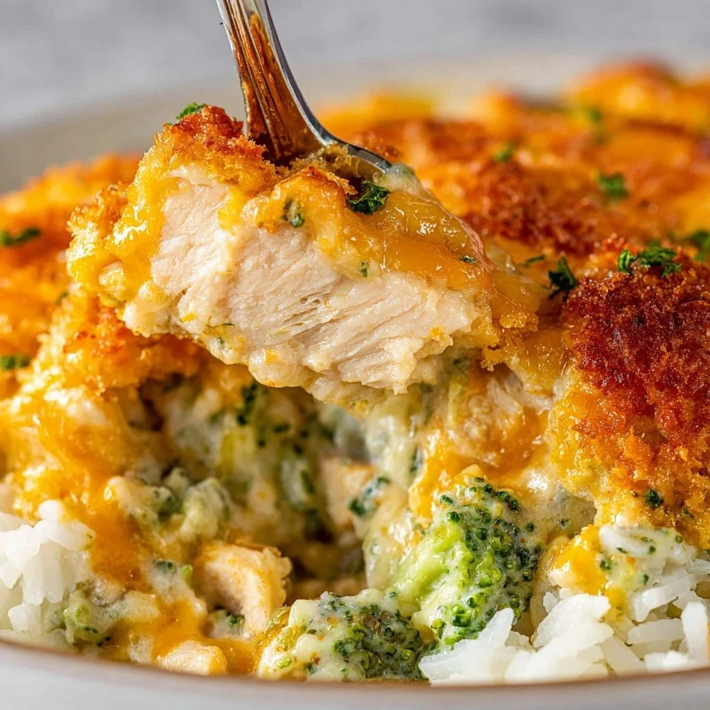 Bowl of Chicken Divan with chicken, broccoli, and creamy sauce