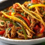 Easy crockpot chicken fajitas recipe with vibrant bell peppers and spices