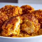 A serving of forgotten chicken dish, garnished and plated attractively.