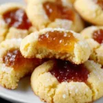 Delicious Lemon Thumbprint Cookies with a lemon glaze and jam filling