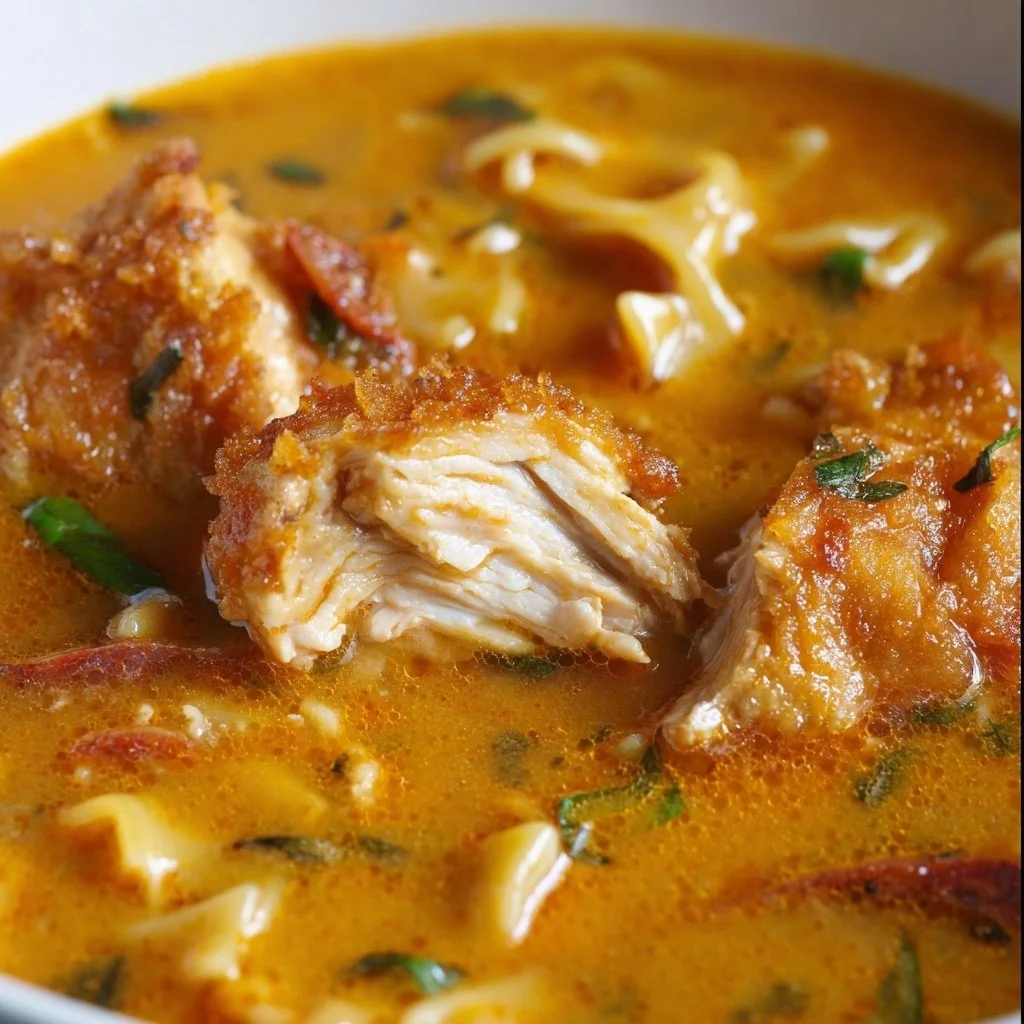 Bowl of Marry Me Chicken Soup garnished with herbs and spices